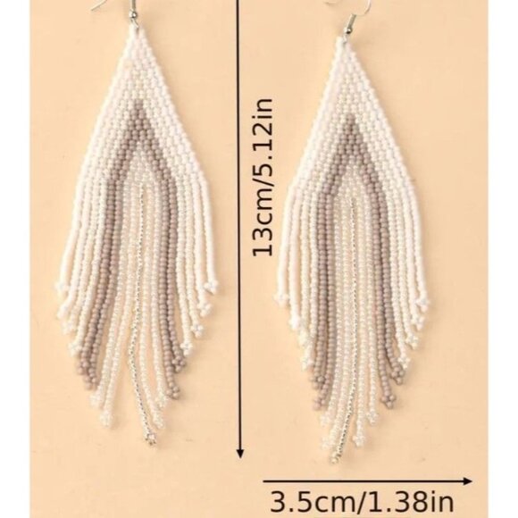 Handmade Boho Beads Tassel Earrings Chandelier Dangle Earrings - Picture 3 of 3